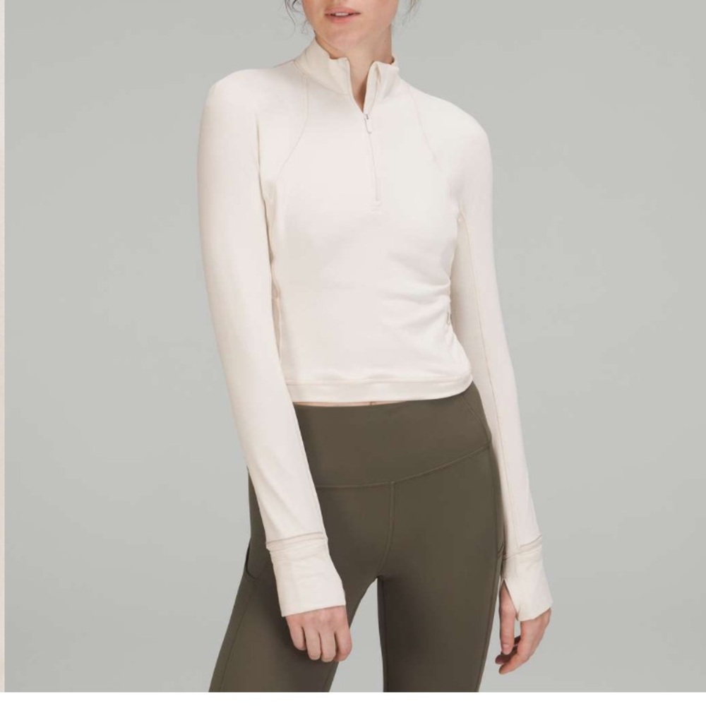 Lululemon Its Rulu Run Cropped Half Zip in White Opal size 6